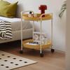 Cream Style Two-Tier Rolling Cart, Mobile Sofa Side Table & Home Storage Organizer, Aesthetic Decor Accent for Apartment
