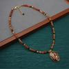 Retro Enamel Glaze Clavicle Necklace with Agate Beads