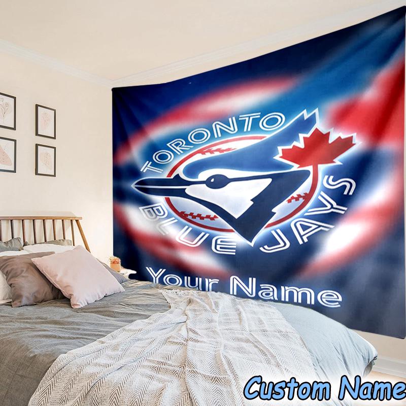 Custom Name Torontos baseball Printed Tapestry, for Bedroom,Livingroom, dormitory, Large Wall Decor, Fabric Decor Fan Birthday Gifts