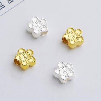 Vergoldete S990 Sterling Silber Kirschblüten-Abstandshalterperlen für DIY-Kristallarmbänder