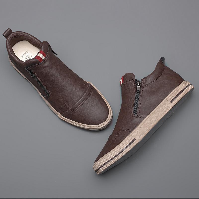 Fashion New Style Slip-on Side Zip Men Boots Autumn Fashion High-Top Sneaker Shoes British All-match Casual Wear-Resistant Shoe