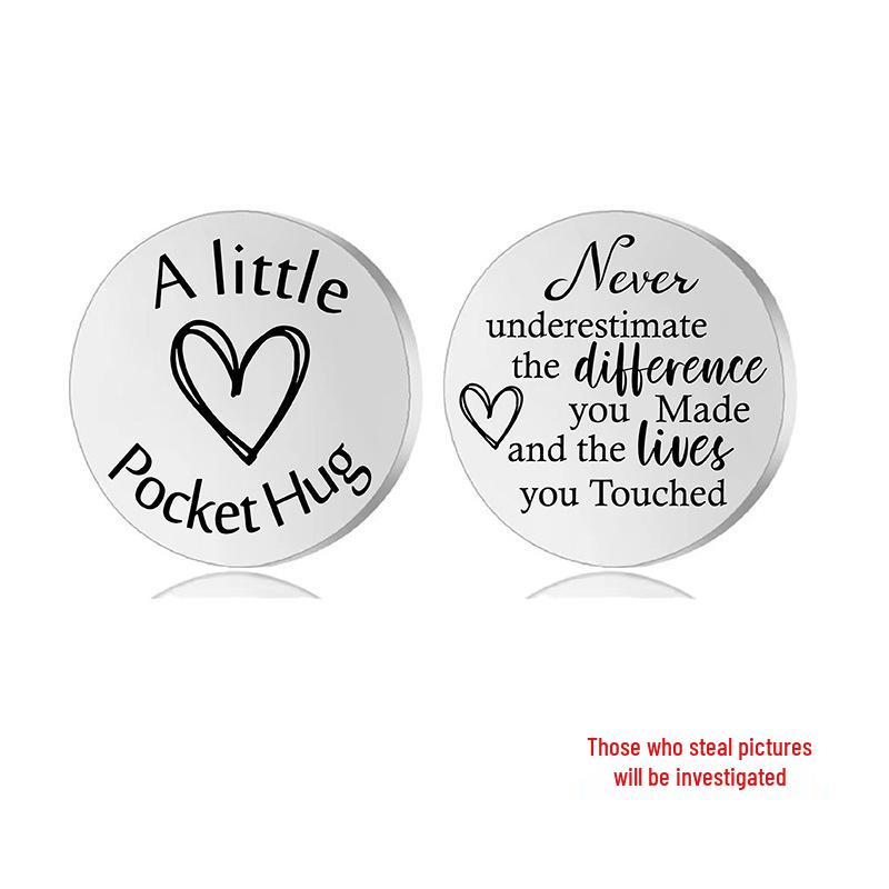 Lucky Charm Motivational Coin: Engravable Stainless Steel Couple & Family Gift Ornament.