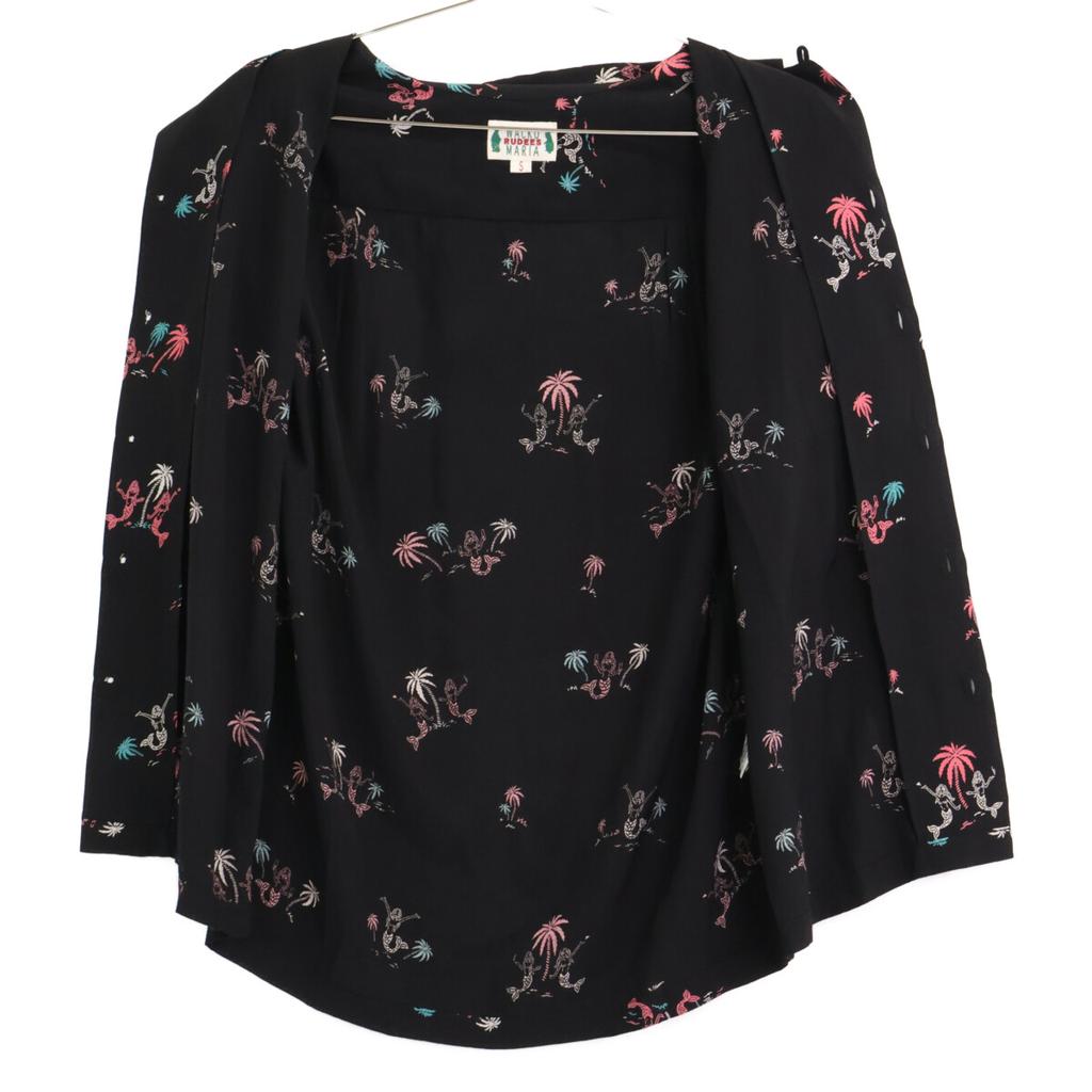 WACKO MARIA Black Mermaid Aloha Shirt tops S blackUsed