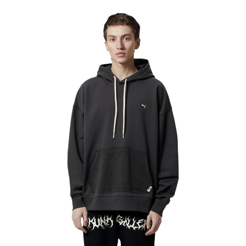 Puma Unisex Charcoal Pullover Hoodie With Pocket And Logo Casual Streetwear 623053-13