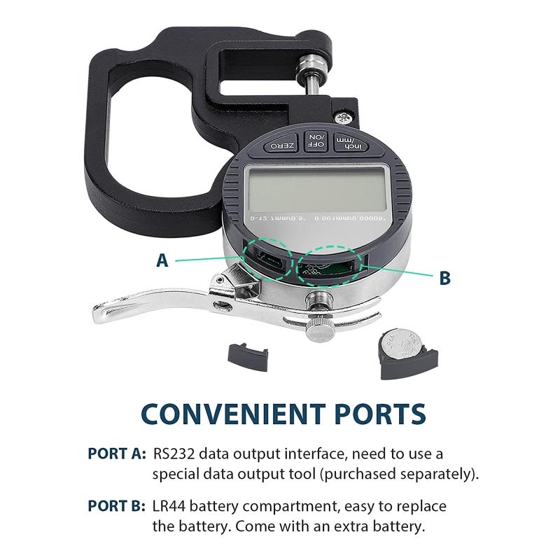 Digital Thickness Gauge 0-12.7mm/0.5" Thickness Gauge with Large LCD Screen Display for Thickness Measurement of Paper
