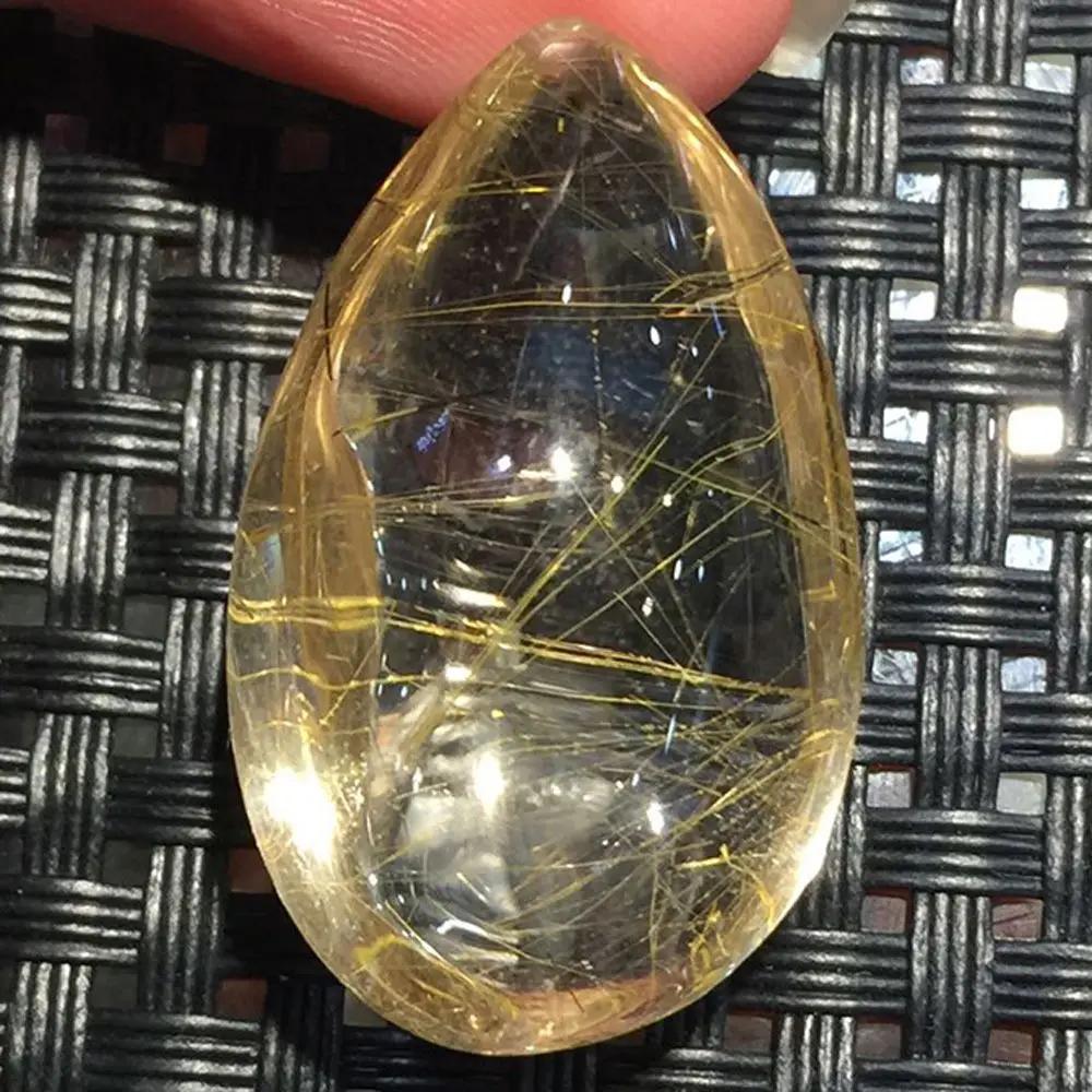 Mineral Specimens Citrine Pendant Healing Stone Rutilated Quartz Yellow Hairstone Natural Hair Crystal