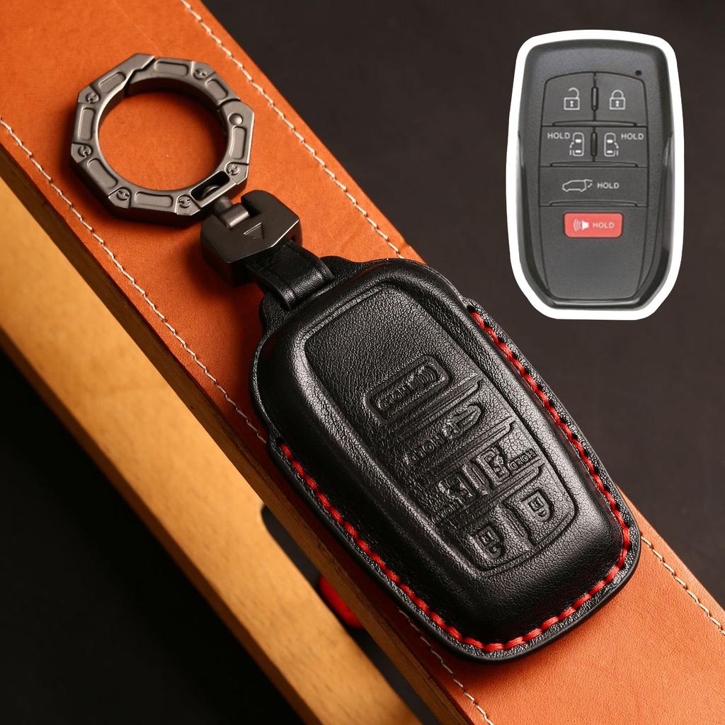 Leather Car Key Fob Case Cover Accessories For Toyota Sienna Rav4 Venza Mirai Hybrid Vehicles Alphard Previa Voxy