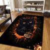 Halloween Cat Rug Spooky Black Cat with Pumpkin Design for Festive Home Decor Halloween Themed Carpets Skid Resistant Carpet