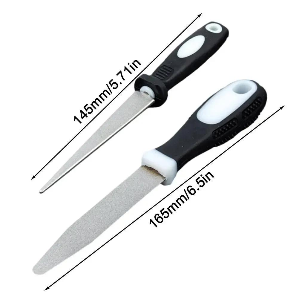 Diamond Sharpening Stone 2 Sided Flat Curved Knife Sharpener with Comfort Grip Ergonomic Handle for Chef Outdoor Hunting Knives