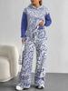 Retro Pattern Splicing European and American Autumn and Winter 1116 Casual Long-sleeved Suit Women's Hooded Sweater Trousers Cover