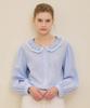 NONLOCAL Round Collar Lace Frill Blouse - Light Blue