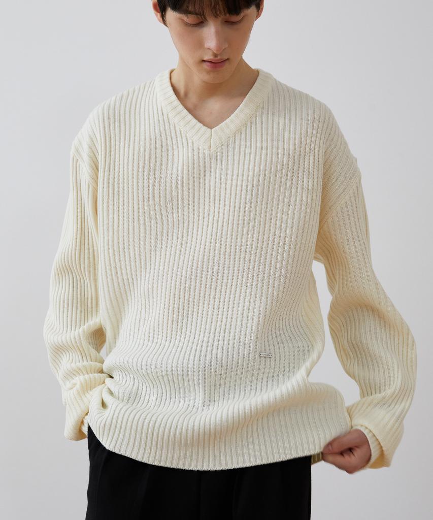 TRIP LE SENS Washable Basic V-Neck Knit_Purple