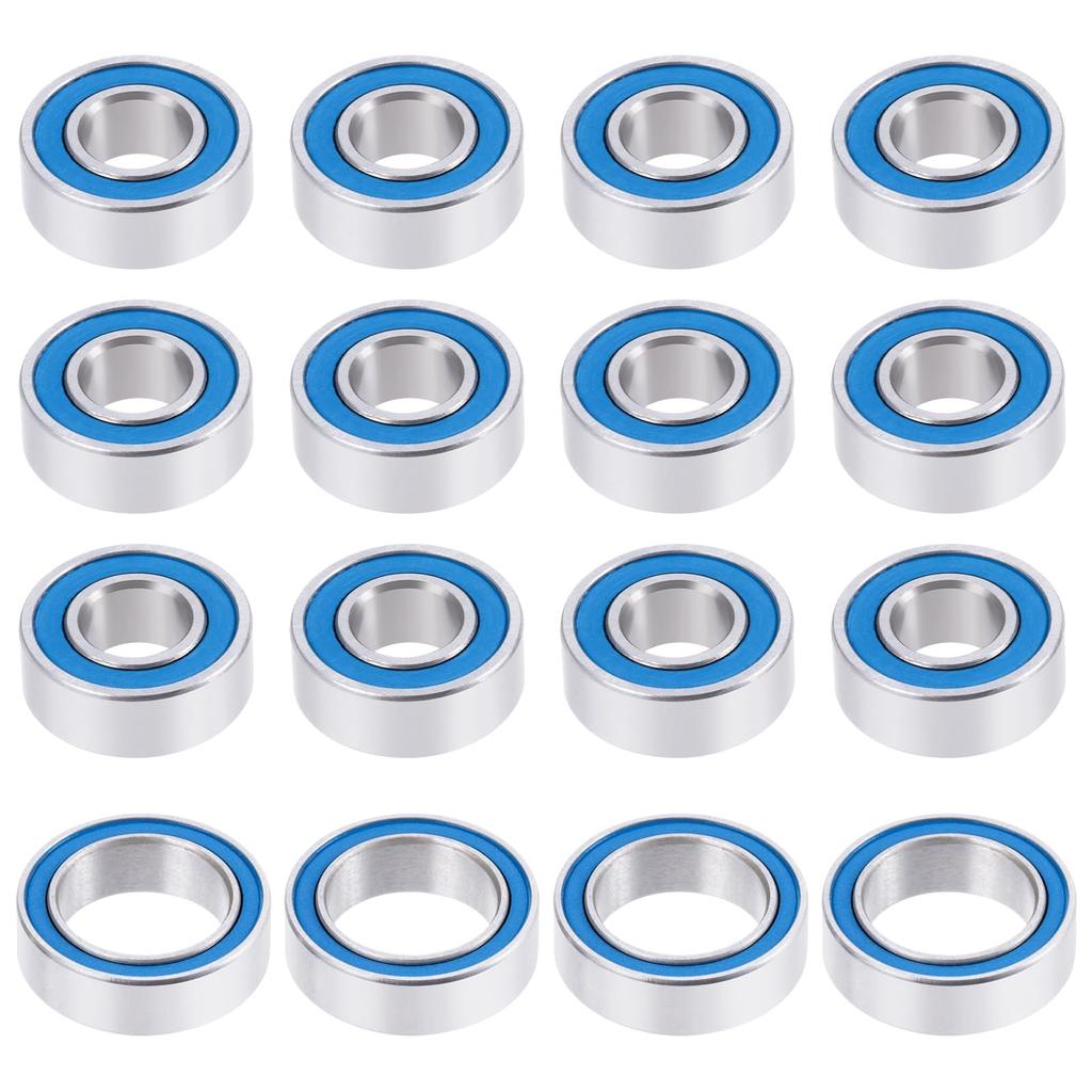 TRZX 16-Piece Metal Rubber Sealed Bearing Kit Upgrade Parts for Tamiya TT-02B RC Car