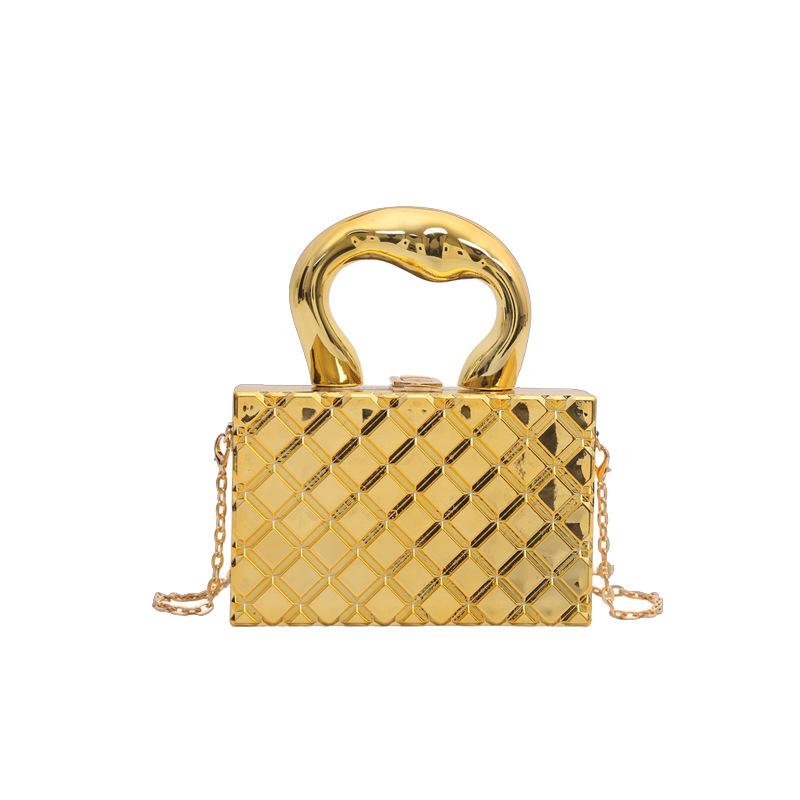 Stylish and simple acrylic plaid glossy women's small square bag 24 summer new women's shoulder messenger bag