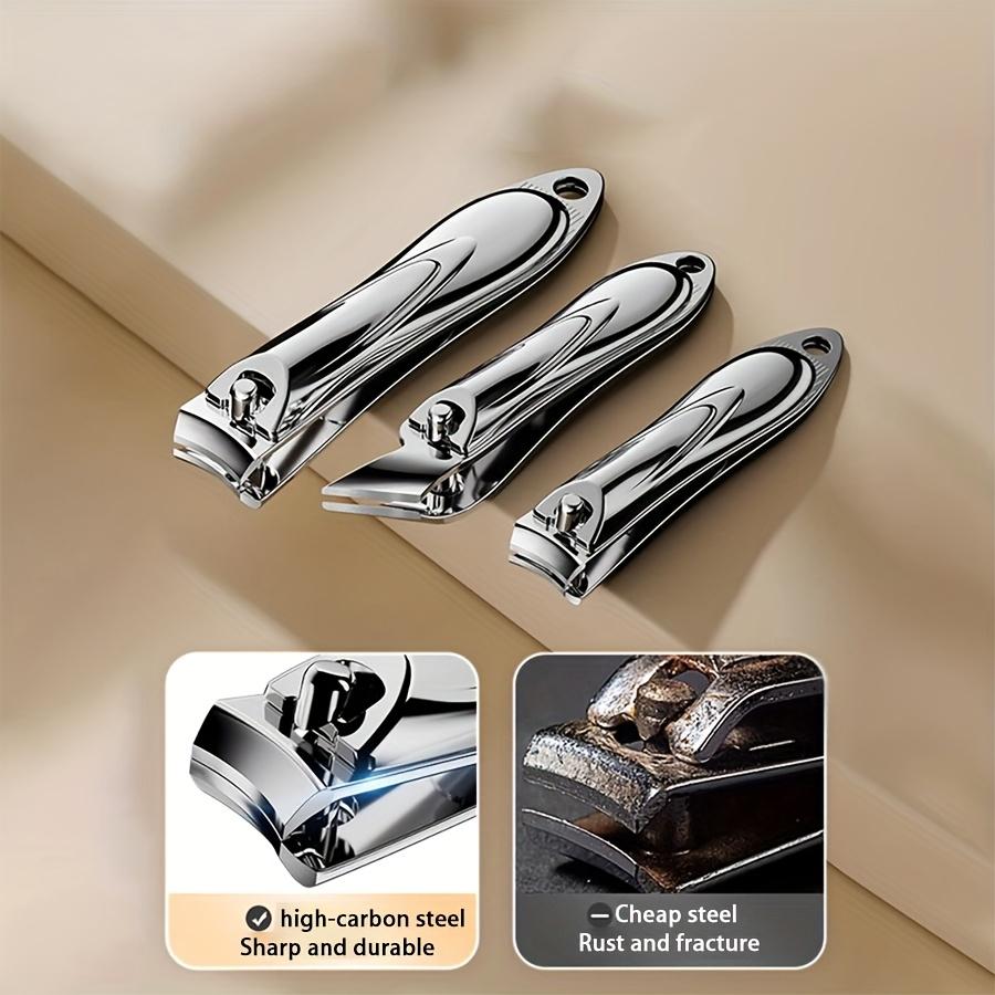 3pcs Heavy-Duty Stainless Steel Nail Clippers with Nano Glass File Professional-Grade for Thick Nails & Ingrown Toenails Gifts