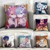 Re Zero R-Rem Pillow Case Sofa Decorative Home Double-sided Print Plush Square Throw Pillow Covers Cushion Decor Cover