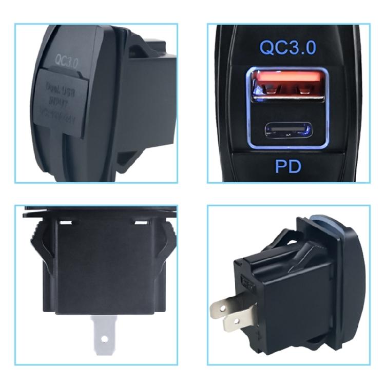 USB QC3.0 & PD Type C Car Chargers Marine Motorcycle Power Outlet 12V 24V