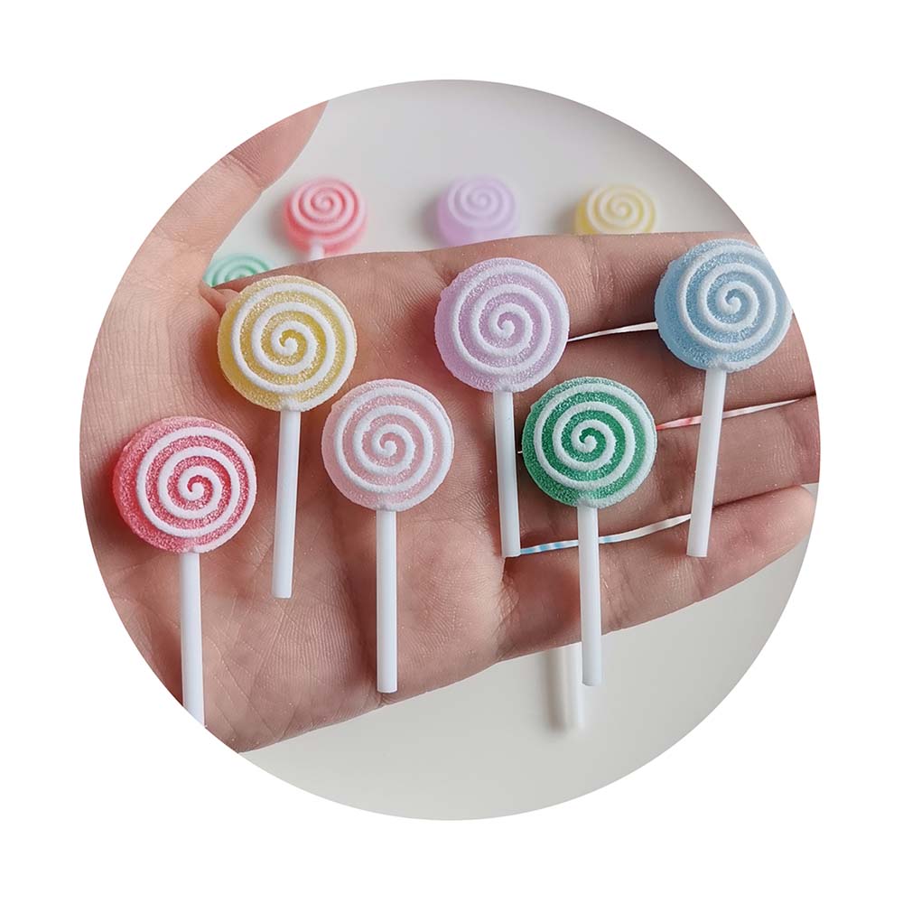 100pcs Resin Cute Candy Lollipop Flat Back Cabochon Scrapbooking for Crafts Making Jewelry Accessories