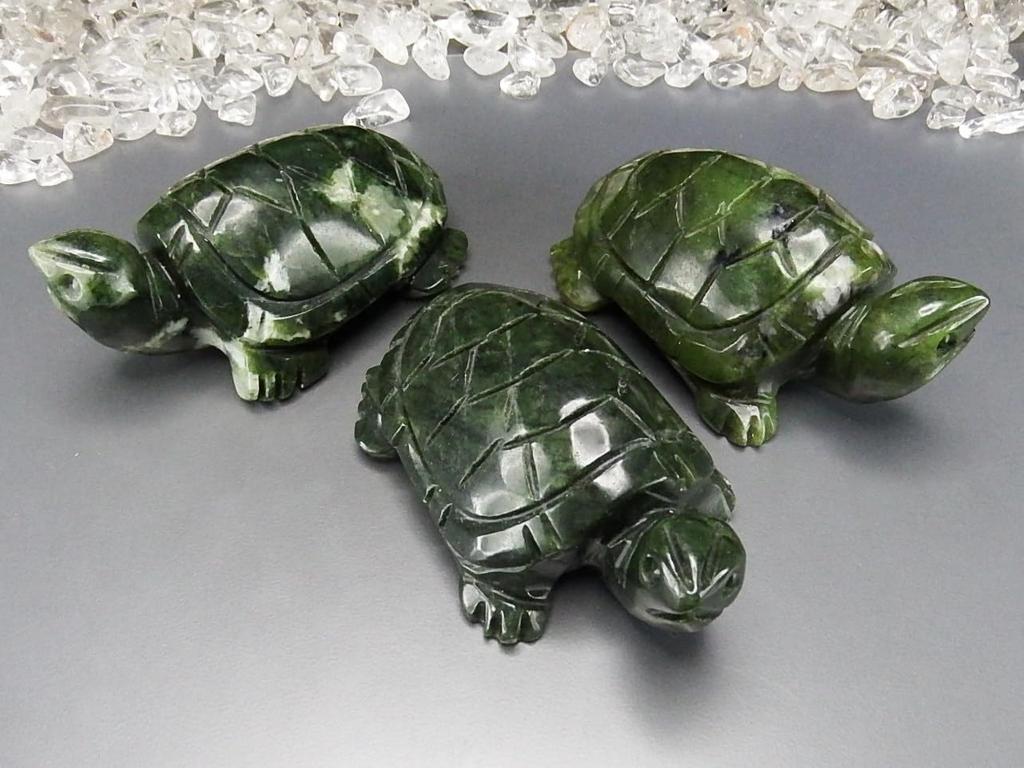 Natural Serpentine Lucky Office Dark [Sekimachi] Traveler's Amulet, Turtle, Hand-Carved, Charm, Ornament,