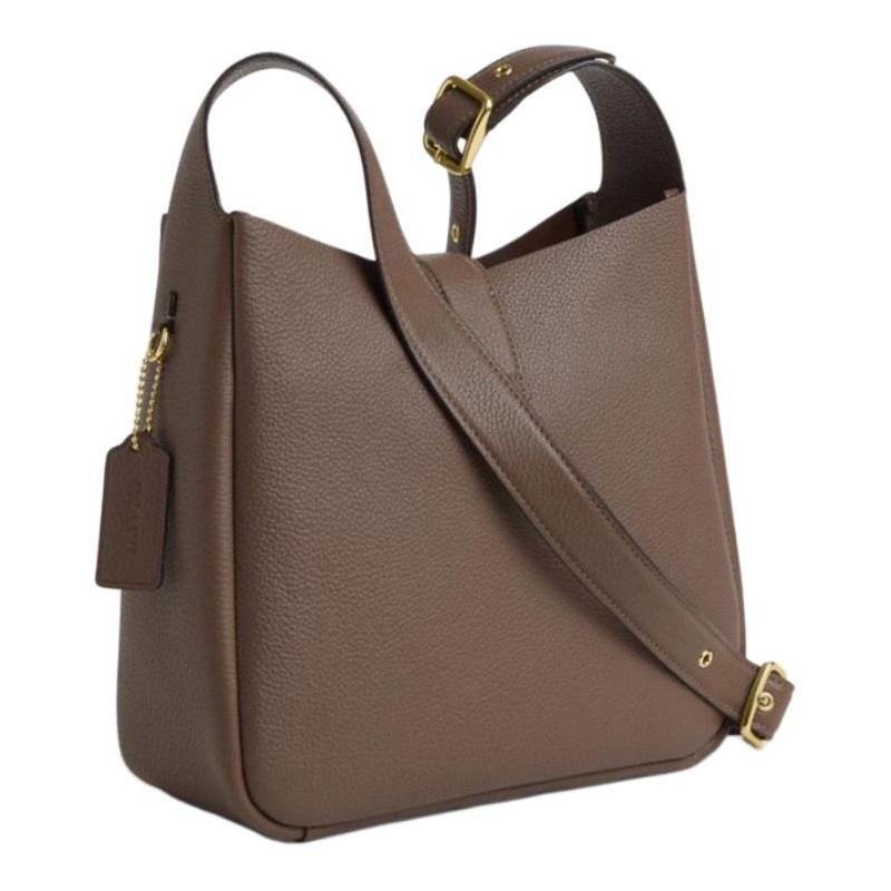 Coach Hadley 25 Metal Logo Pebbled Leather Shoulder Crossbody Bag Medium Women's Dark Brown