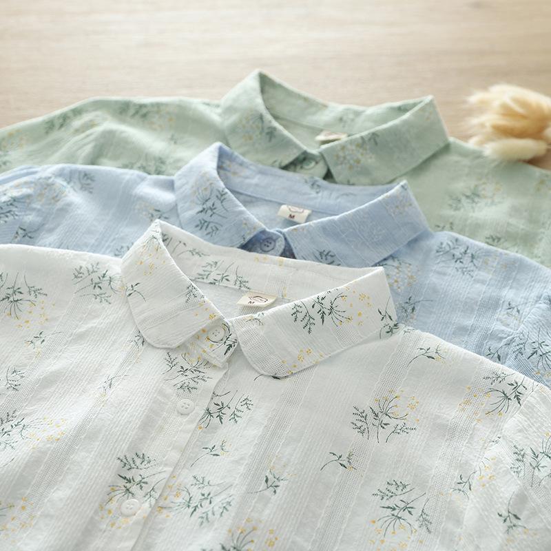 Floral Printed Women's Long Sleeve Shirt Flower Fresh Casual Loose Lady Shirts Clothes Factory