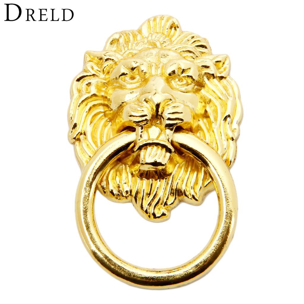 DRELD Antique Furniture Handles Vintage Lion Head Cabinet Knobs and Handles Furniture Door Cabinet Drawer Pull Handle Knob Ring
