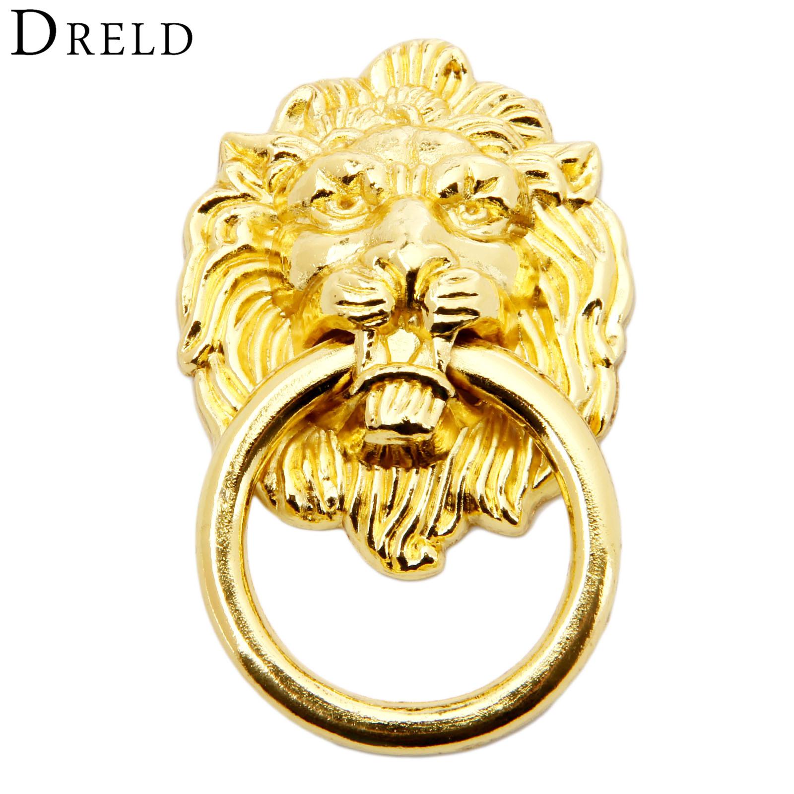 

DRELD Antique Furniture Handles Vintage Lion Head Cabinet Knobs and Handles Furniture Door Cabinet Drawer Pull Handle Knob Ring