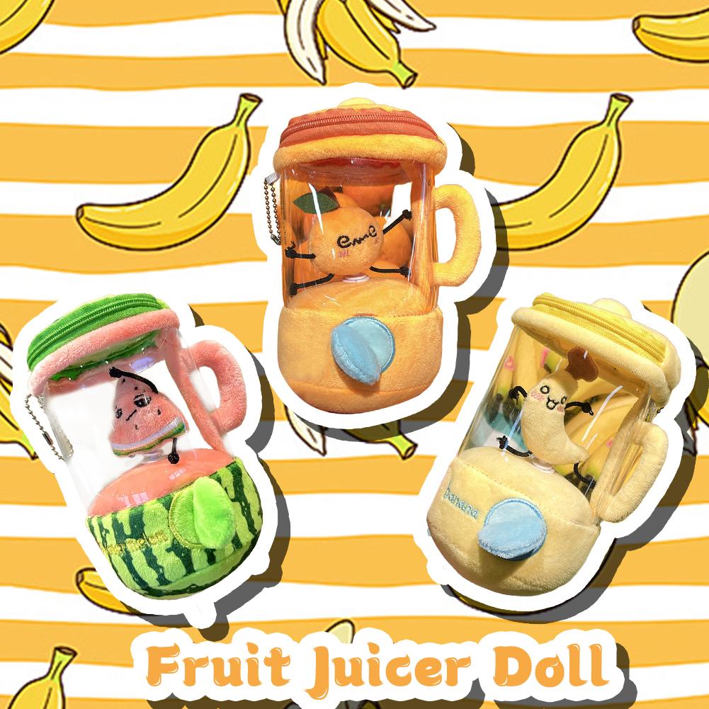 Orange Juicer Plush Toy Funny Drawstring Rotating Carrot Watermelon Banana Lemon Avocado Strawberry Pull Cartoon Stuffed Doll Creative Kid Party Gift