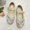 Zapatos De Mujer Women Fashion Wine Red Buckle Strap Anti Skid Shoes Lady Classic Pink Floral Embroidery Shoes Ab349
