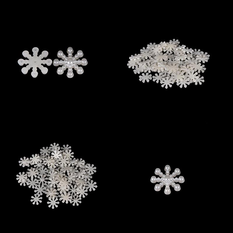 50 Stück Schneeflocke Flatback Perlen Verzierungen Weihnachts-Basteln Kartenherstellung