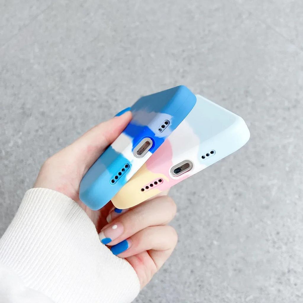 Coque Arc-en-ciel en Silicone Liquide Pour iPhone 15 14 13 11 Pro Max pour iPhone 12 X XR XS 8 7 Plus Coque de Protection Intégrale