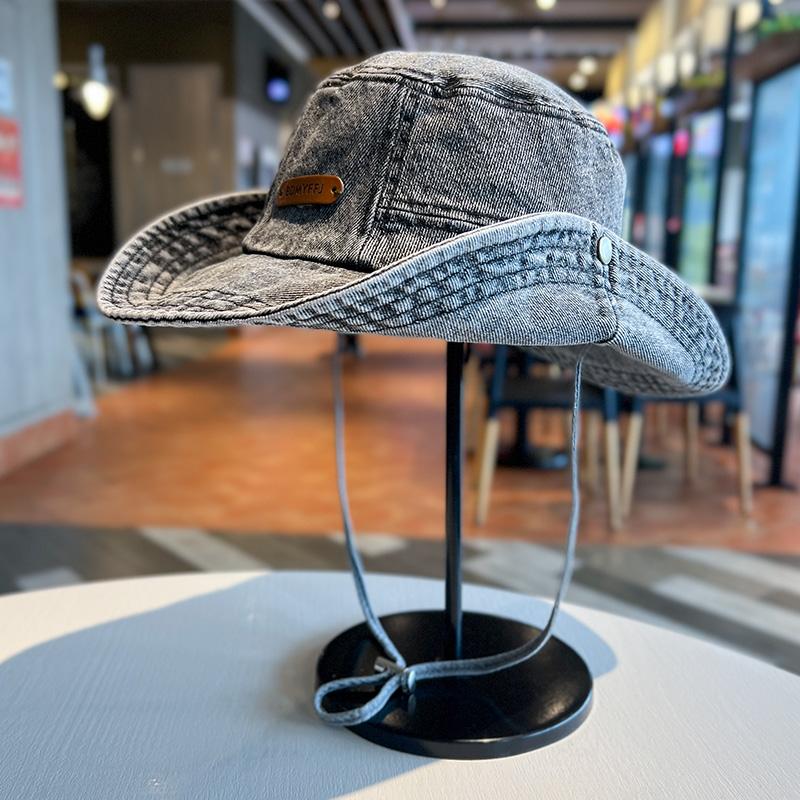 Bucket Hat Women Men Denim Fisherman Cap Outdoor Camping Mountaineering Retro Washed Sunshade Sun Hat Female New