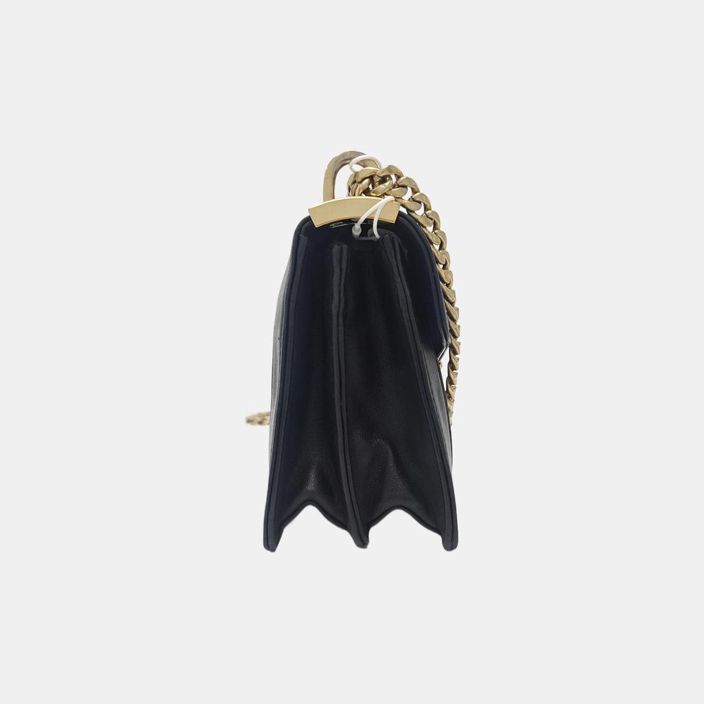 [Pre-Owned] Miu Confidential Smooth Edged Elegant Metal Lock Clasp Lambskin Envelope Crossbody Shoulder Bag - Very Good #1PLWY0U