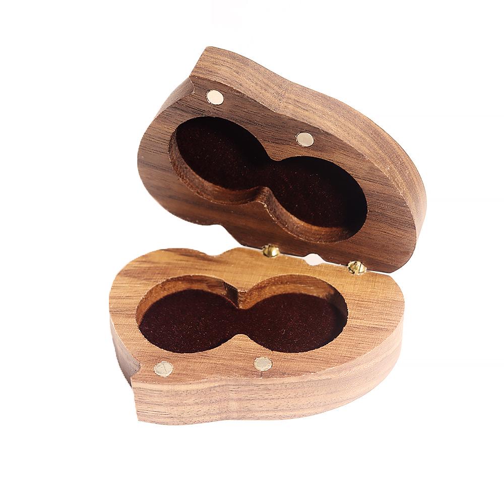 

Шкатулка для украшений из черного ореха в форме сердца - держатель для колец в китайском стиле кофейный