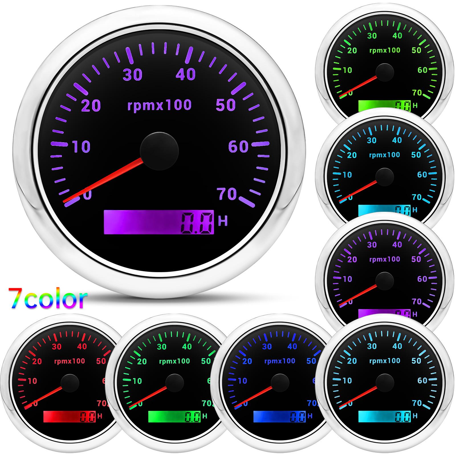 

7 цветов подсветки 85 мм тахометр автоматический датчик 3000 4000 6000 7000 8000 об/мин тахометр для морского автомобиля лодки автофургона кемпера 9-32 В постоянного тока