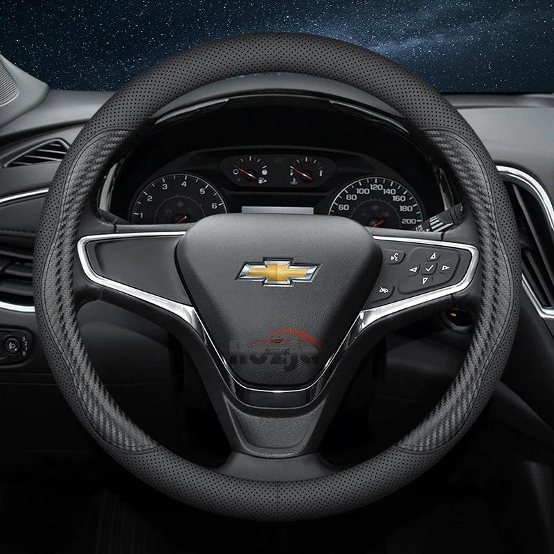 Leather Car Steering Wheel Cover for Chevrolet Chevy Malibu Spark Tracker Cruze Sonic Camaro Equinox Volt Seeker Accessories