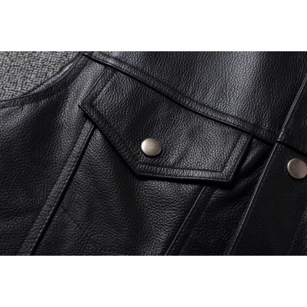 Chinese Size Men Leather Vest 100% Cowhide Motorcycle Vest Biker Leather Vests Moto Leather Waistcoat Asian Size M-6XL M435