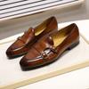 Double Button Men's Shoes First Layer Cowhide Men's Leather Shoes One Pedal Monk Monk Shoes Handmade