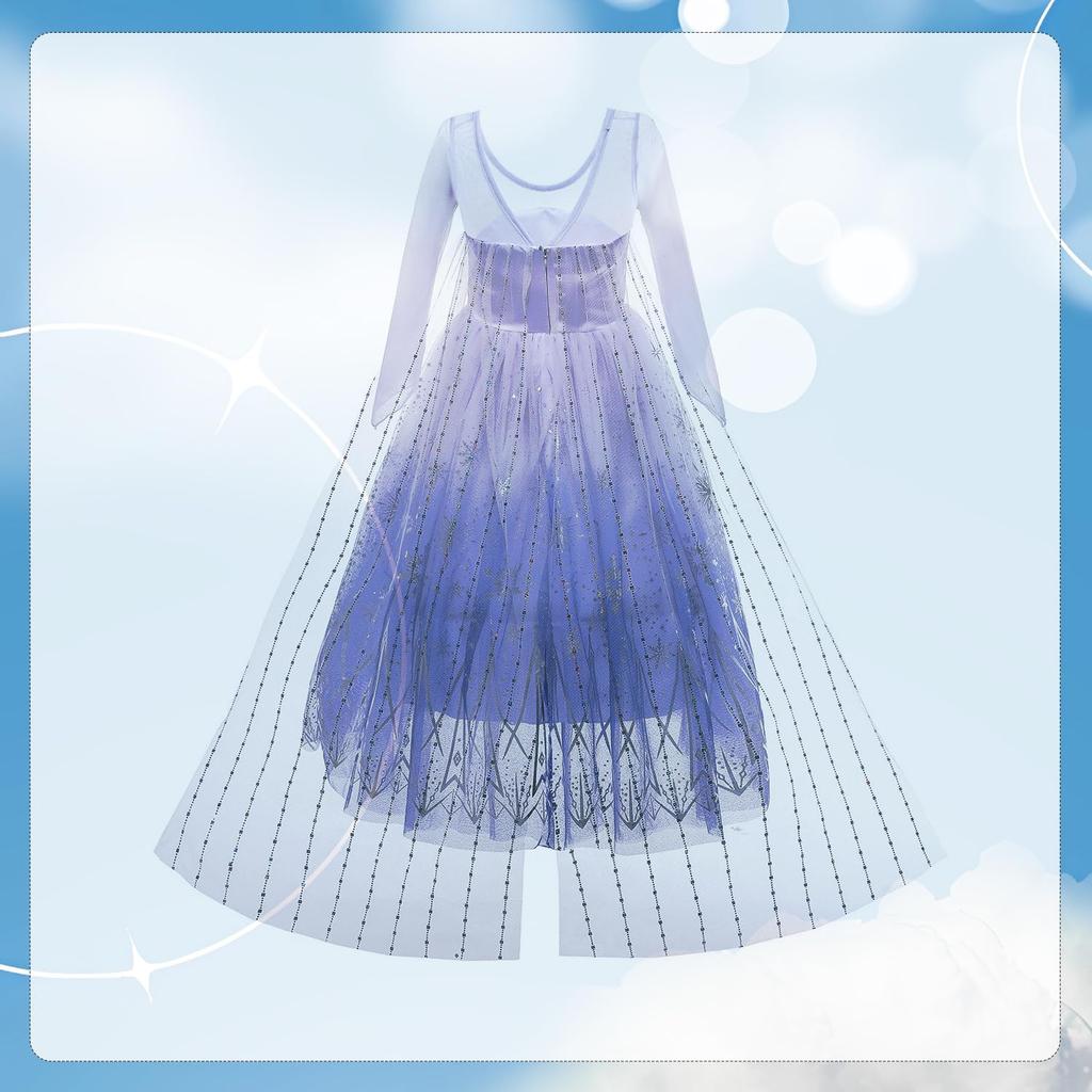 Agture Frozen Elsa Dress for Kids, Princess Costume for Girls, Perfect for Halloween, Birthdays, Parties, Shichi-Go-San, and Christmas Surprises.