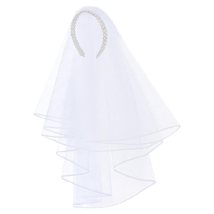 Нежные Вышитые Свадебные Фаты Повязка на Голову Легкая Удобная Белые Жемчужины Аксессуар для Волос Для Свадьбы 1