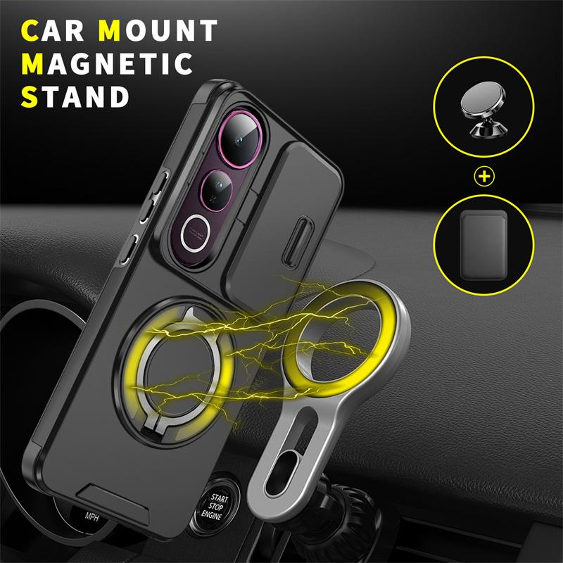 Funda For Vivo V50 Lite 5G Case Armor Slide Camera Lens Protection Ring Holder Back Cover For Vivo V50Lite 5G Shockproof Coque