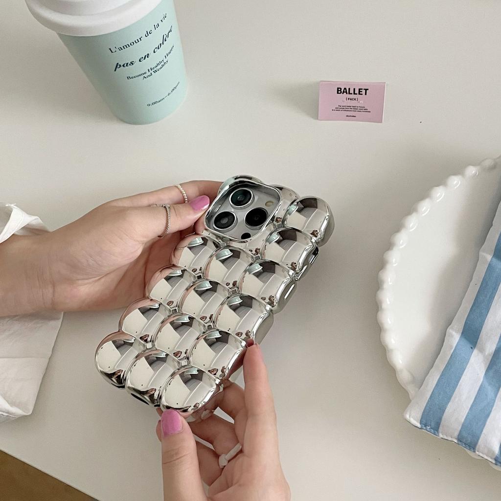 Eectroplated 3D Eggs Pattern Phone Case For iPhone 17 16 15 14 13 12 11 Pro Max Shockproof Soft Silicone Back Cover