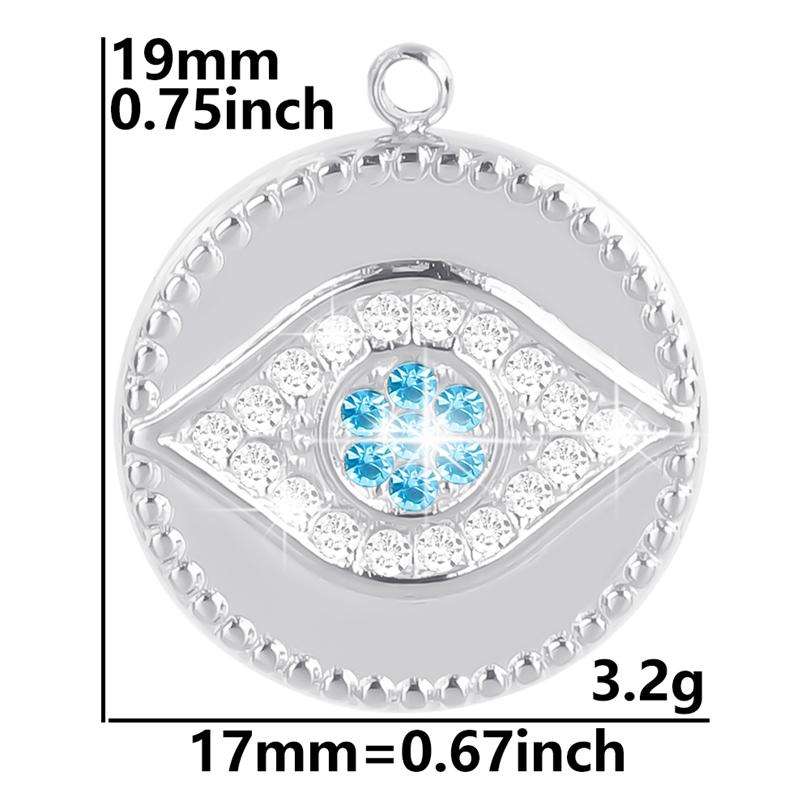 6pcs Evil Blue Eye Charm Dark Blue Heart Moon Eyes Pendant Rhinestone Stainless Steel Charm For Jewelry Making Necklace Keychain