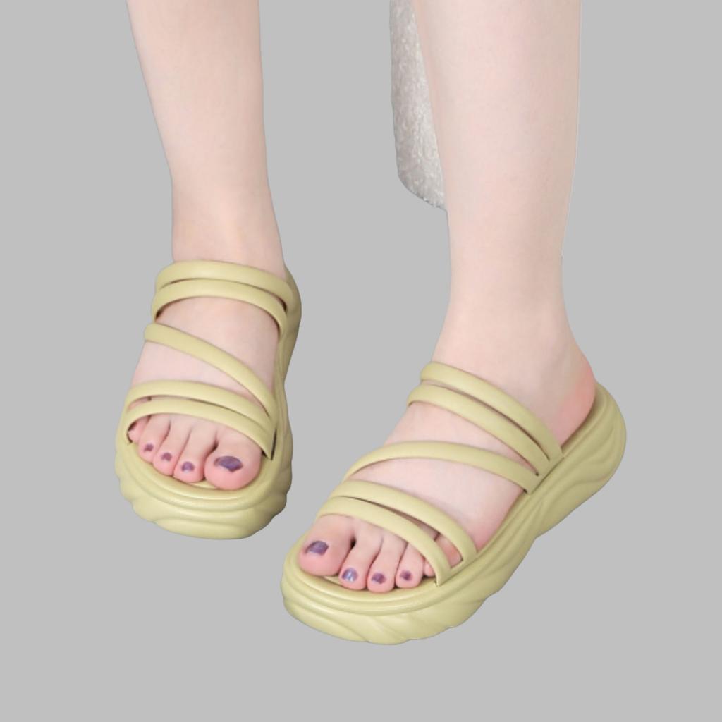 Women Fashion Thick-Sole Sandals Summer Outdoor One-Strap Beach Slippers Soft Cushion Feel