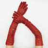 Long Glitter Elastic Fingerless Gloves Sparkly Sequin Performance Party Holiday Stage Costume Accessory Gloves