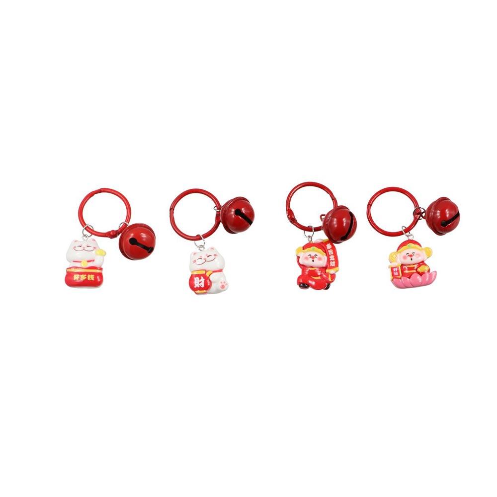 Kawaii Maneki-neko Keyring Resin Fortune Cat Pendant Creative Plutus Cat Keychain  Lunar New Year