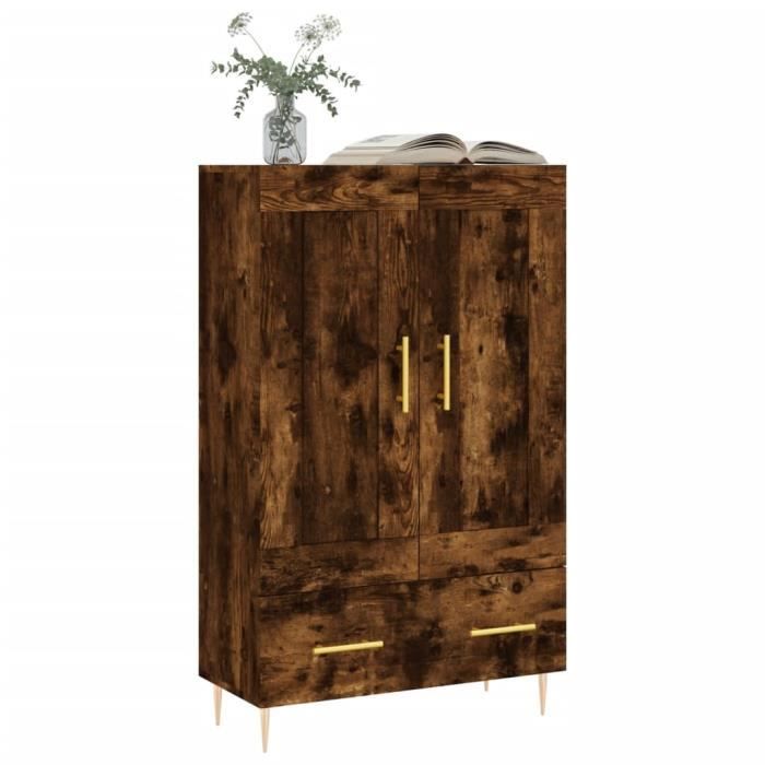 VidaXL Buffet haut chêne fumé 69,5x31x115 cm bois d'ingénierie 830313