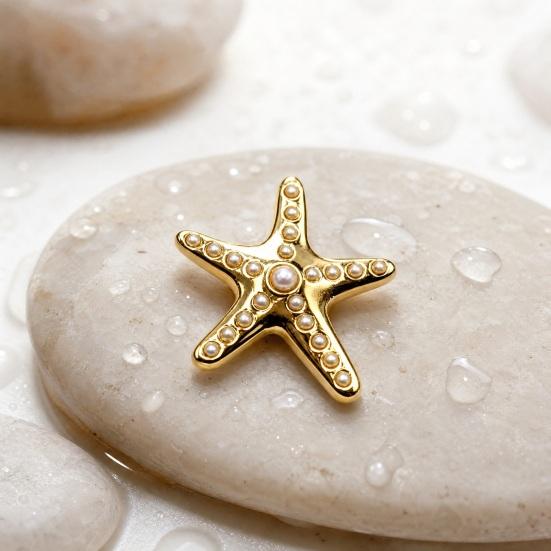 5 Stuks/Set Zomer Schoenschoonmakers Goudkleurig, Strand Schoendecoraties met Oceaan Thema, Nep Parel Zeester Schelp Schoenschoonmakers voor Vrouwen Meisjes Klompen