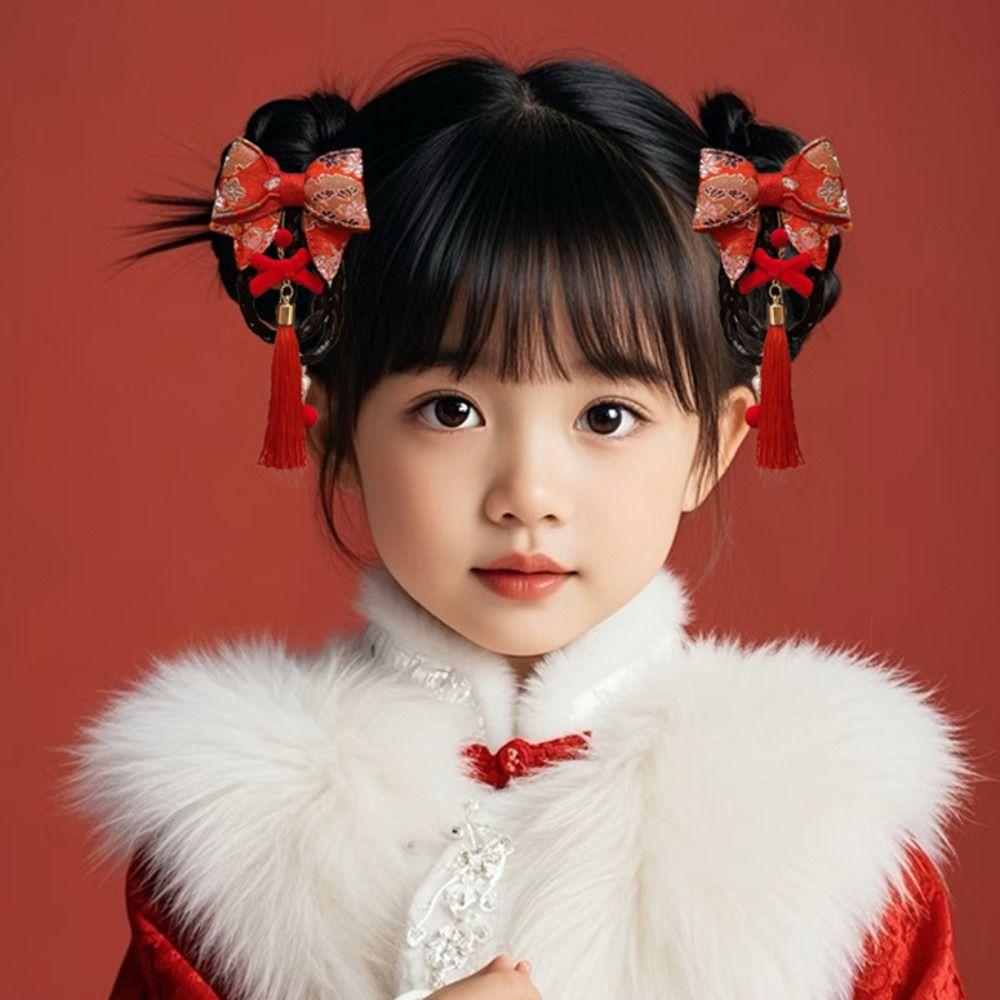 Flower Children Bow Wig Hairpin Tassels Hanfu Hair Sticks All-match Ancient Style Hairpin Baby