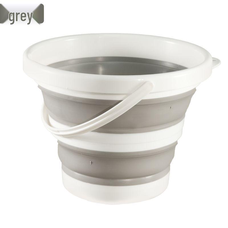 Portable Foldable Water Bucket with Lid - Silicone Plastic for Outdoor, Car Wash, Handheld Use